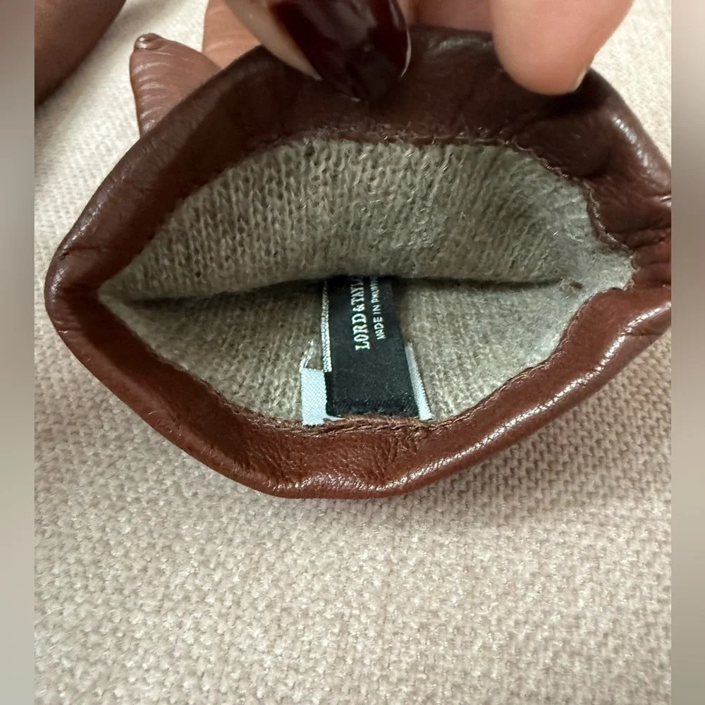 Lord & Taylor Women’s Brown Leather Gloves Cashmere Lined Size 6.5